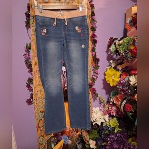 SO Kids Blue Jeans with Floral Embroidery